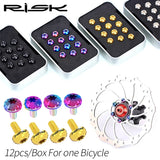 RISK 12PCS M5*10MM Bike Disc Brake Rotor Fixing Bolts TC4 Titanium Bicycle MTB Bike Ultralight Brake Screw Cycling Accessories