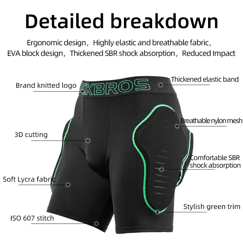 ROCKBROS Protective Padded Shorts Hip Butt Safety Protection Tailbone Shock Absorption Skiing Snowboard Skating Sports Underwear