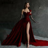 ROSES Side Split Mermaid Evening Dresses Red One Shoulder Prom Dresses Sweetheart فستان حفلات الزفاف Stain Formal Occasion Dress