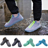 Rain Shoes Cover Solid Color Non Slip Shoes Case Zipper Silicone Waterproof Shoe Covers Reusable man Waterproof shoe cover