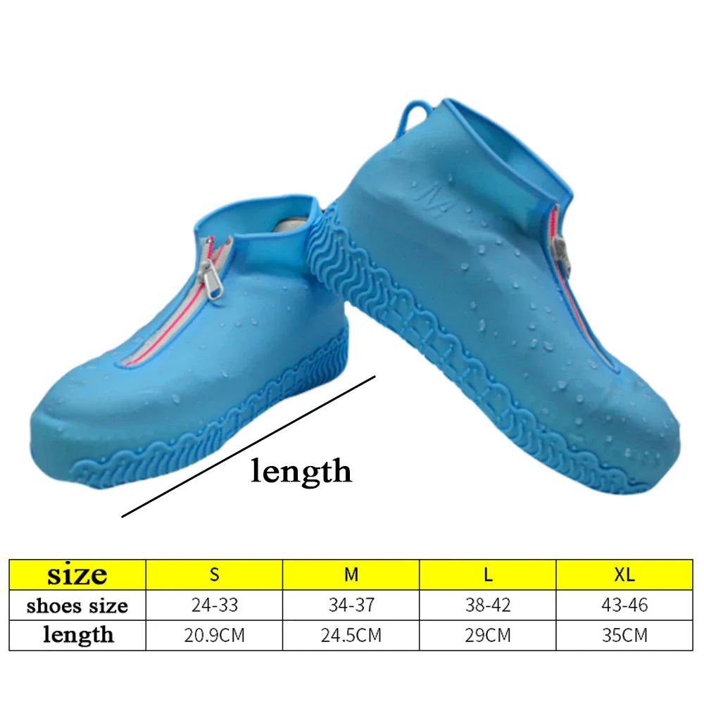 Rain Shoes Cover Solid Color Non Slip Shoes Case Zipper Silicone Waterproof Shoe Covers Reusable man Waterproof shoe cover