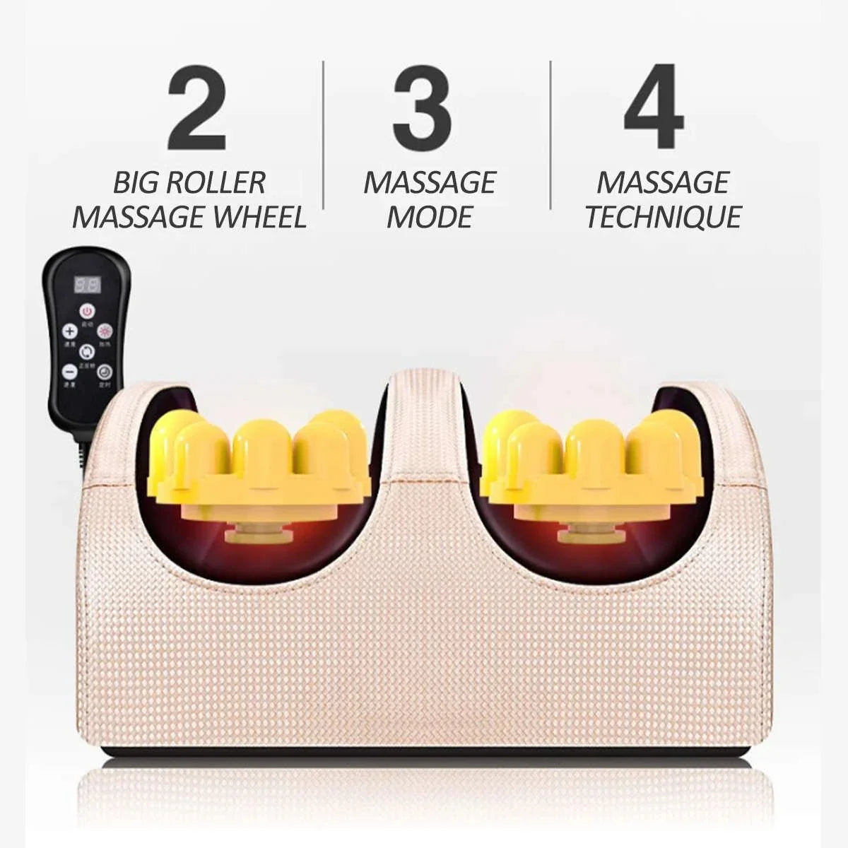 Remote Control Electric Foot Massager Machine Heating Therapy Shiatsu Kneading Roller Vibrator Hot Compression Deep Muscles Gift