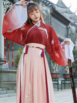 Retro Chinese Style Red Vestido Hanfu Dress Asian Cosplay Women China Traditional Skirt Long Kimono Kawaii Girls Party Skirt Set