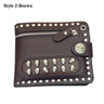 Retro Skull Rivets Men‘s PU Leather Wallet Punk Metal Chain Wallet Zipper Clutch Wallet Money Clip Folded Purse