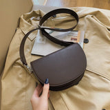 Retro Solid Color Saddle Bag High Quality Leather Shoulder Bags for Women 2023 New Simple Ladies Crossbody Bag Designer Handbags