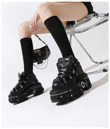 Retro Spanish Tank Bottom Metal High-Top Platform Men Leather Dark Punk Muffin Bottom Street Shooting Pumps Women