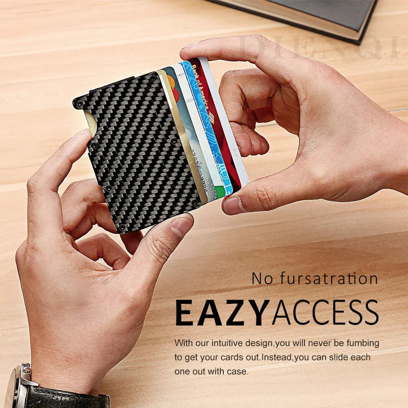 Rfid Metal Money Credit Card Holder Wallets Men Slim Thin Id Cardholder Case Short Women Small Minimalist Wallet Carbon Wallet