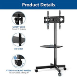 Rfiver Universal Cart for Mobile, 23-60 Inch Flat Screen TVs Up To 88lbs, Portable Rolling Stand with Mount Tv Stand