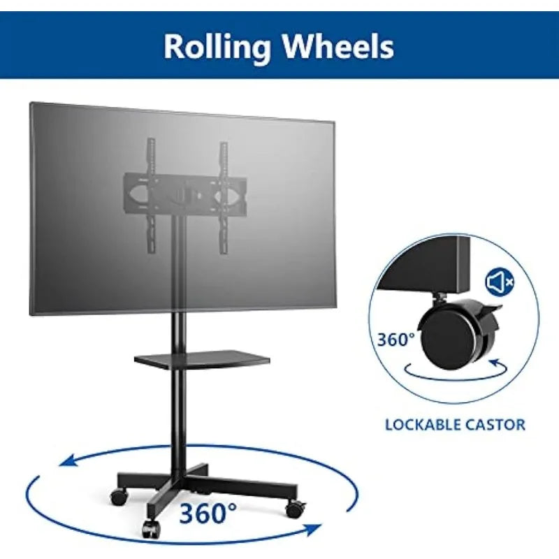 Rfiver Universal Cart for Mobile, 23-60 Inch Flat Screen TVs Up To 88lbs, Portable Rolling Stand with Mount Tv Stand