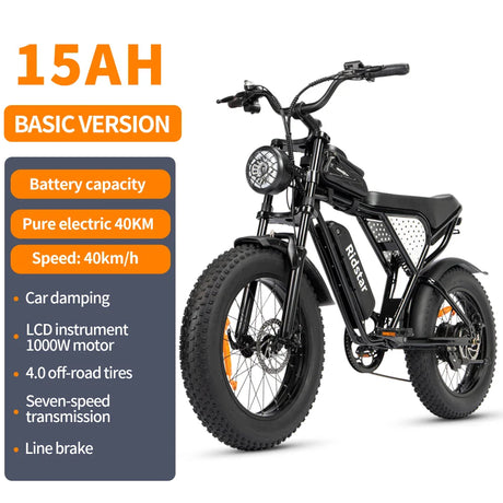 Ridstar Q20 Electric Bike 2000W 48V 40AH Waterproof  Powerful Dual motor 20*4.0 Fat Tire For Mountain Electric Bicycle For Adult