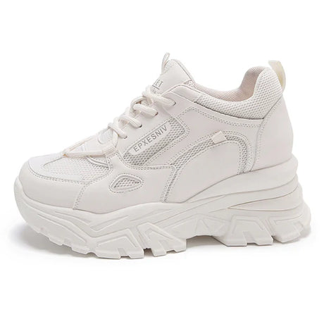 Rimocy Hidden Heels Sneakers for Women Breathable Mesh Platform Sports Shoes Woman Mix Color Height Increasing Casual Shoes
