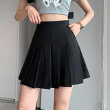 Rimocy Korean Elastic High Waist Pleated Skirt Woman Black Gray Short A-Line Skirts for Women 2023 Summer Jk Uniform Mini Skirt