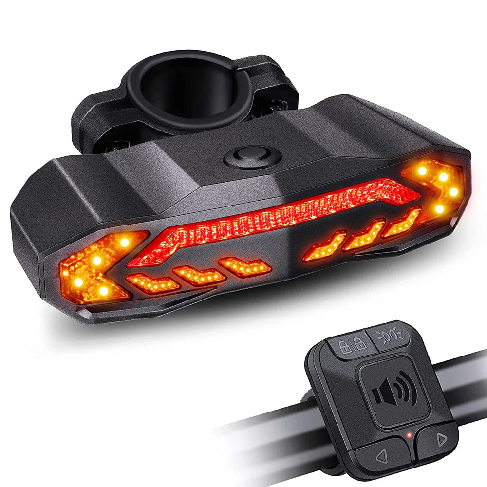 Rockbye Bicycle Rear Light Alarm Waterproof Rechargeable Scooter Bike Turn Signal Warning Lamp Auto Brake Light