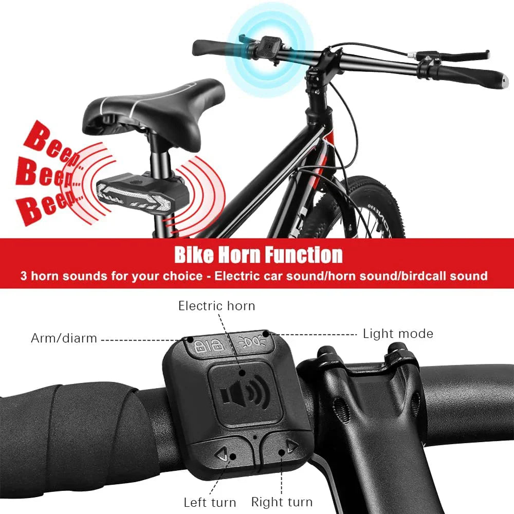 Rockbye Bicycle Rear Light Alarm Waterproof Rechargeable Scooter Bike Turn Signal Warning Lamp Auto Brake Light