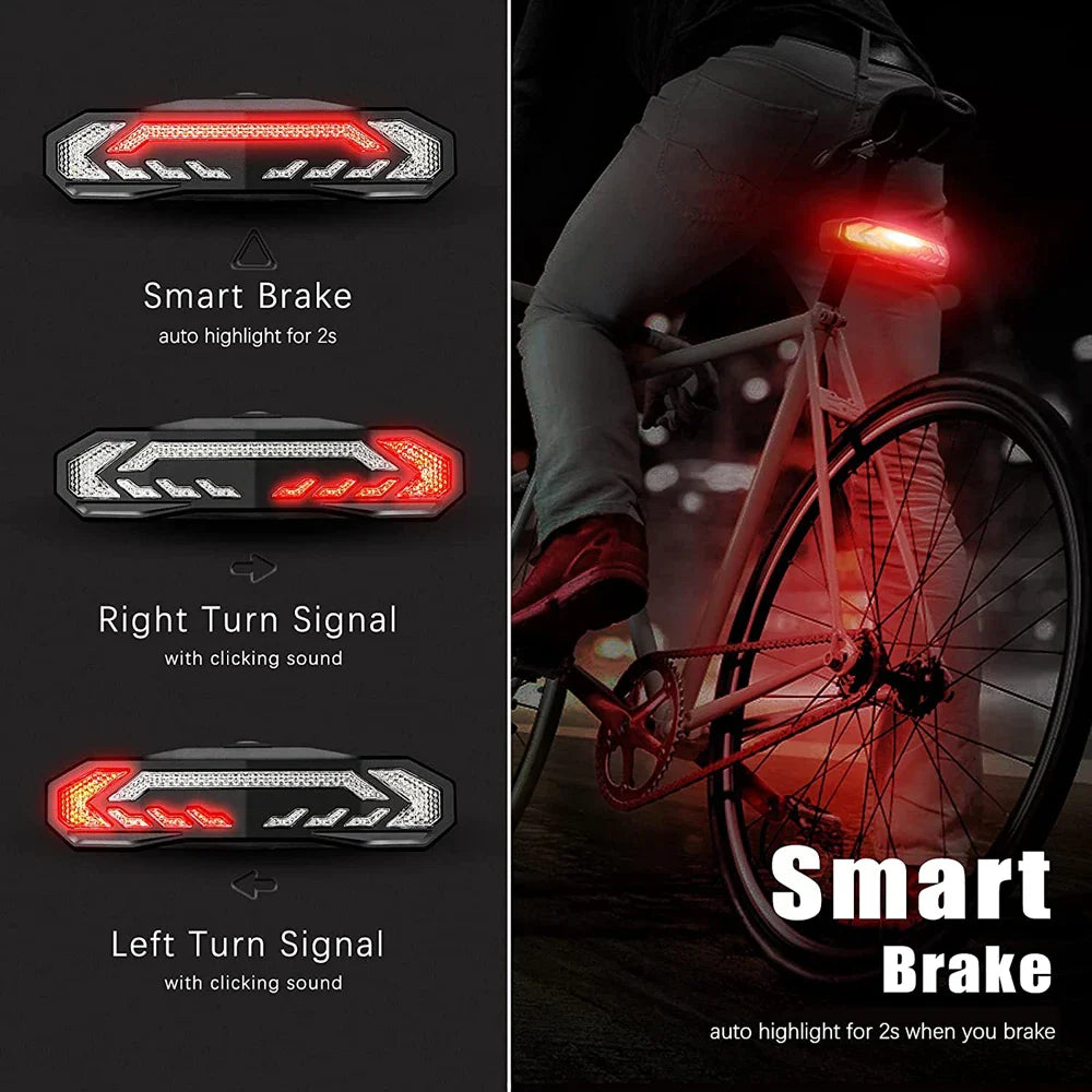 Rockbye Bicycle Rear Light Alarm Waterproof Rechargeable Scooter Bike Turn Signal Warning Lamp Auto Brake Light