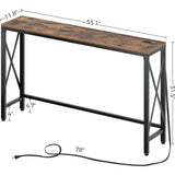 Rolanstar Console Table with Power Outlet, Narrow Sofa , 55.1" x 11.8" Farmhouse  Behind  Couch Hallway Entrance