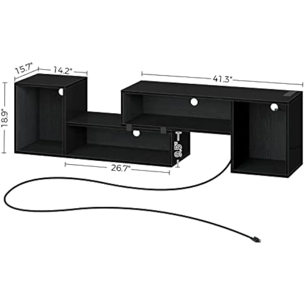 Rolanstar TV Stand, Deformable TV Stand with LED Strip & Power Outlets, Modern Entertainment Center for 45/50/55/60/65/70 inch