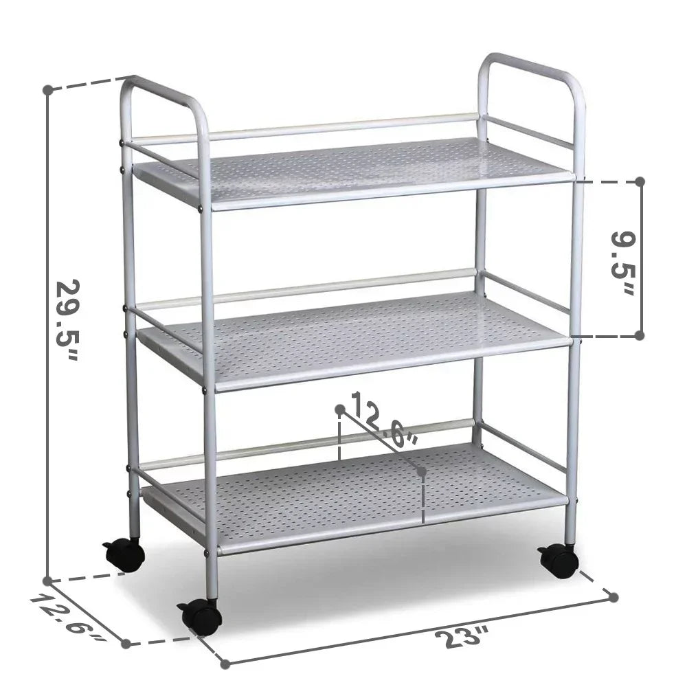 Rolling Trolley Cart 3 Shelves Hair Beauty Salon Spa Storage Equipment Organizer Kitchen Island Table