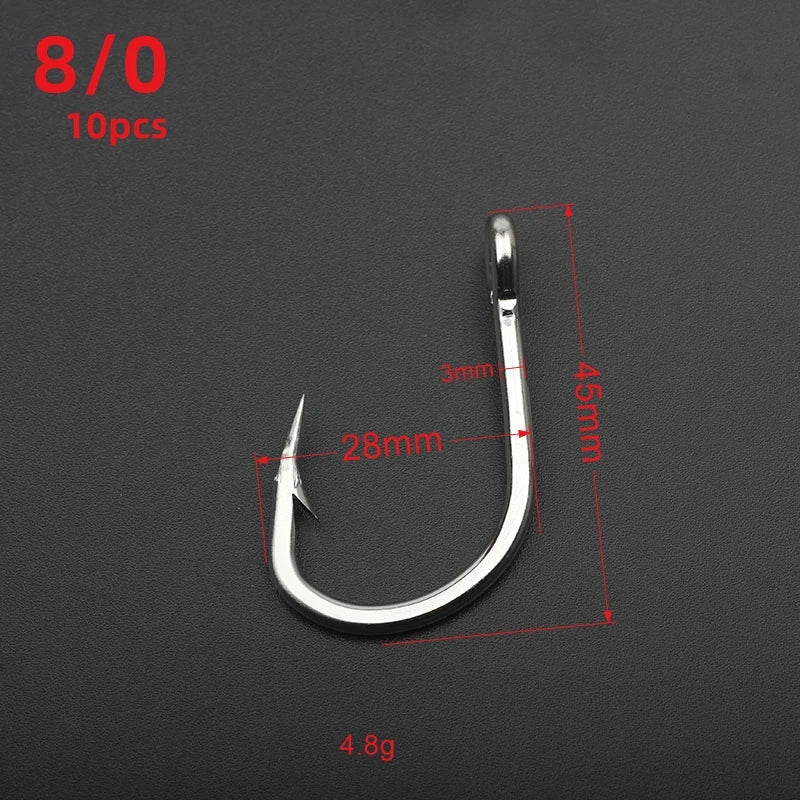 Rompin 10884 Stainless Steel No Rust Jig Lure Fishing Hooks White Strong Big Game Fish Tuna Bait Assist Fishhook Size 2/0-12/0