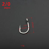 Rompin 10884 Stainless Steel No Rust Jig Lure Fishing Hooks White Strong Big Game Fish Tuna Bait Assist Fishhook Size 2/0-12/0