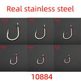 Rompin 10884 Stainless Steel No Rust Jig Lure Fishing Hooks White Strong Big Game Fish Tuna Bait Assist Fishhook Size 2/0-12/0