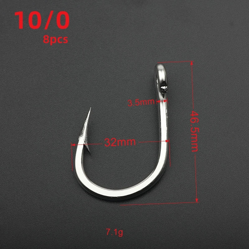 Rompin 10884 Stainless Steel No Rust Jig Lure Fishing Hooks White Strong Big Game Fish Tuna Bait Assist Fishhook Size 2/0-12/0