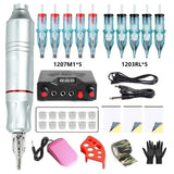 Rotary Tattoo Pen Kit Tattoo Power Supply Pedal With 10Pcs Cartridges Needle For Tattoo Beginner Professional Tattoo Machine Set