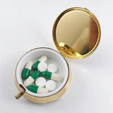 Round Metal Pillbox Portable Small Medicine Organizer Inside Single Compartment Pill Box Personal Healthcare Supplies