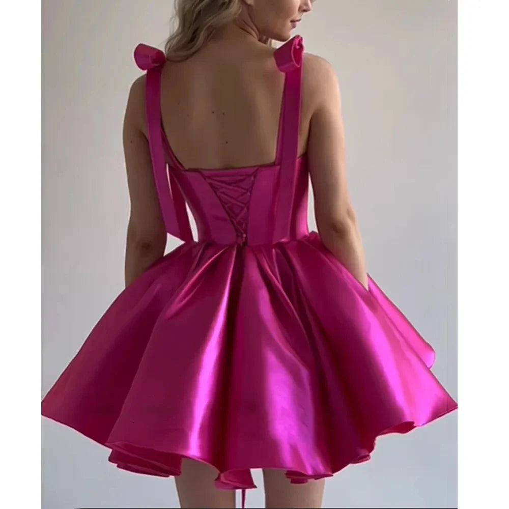 Ryanth Rose Red A Line Mini Prom Party Dress Sweetheart Sleeveless Lace Up Gown Graduation Cocktail Dresses 2024 Birthday Dress