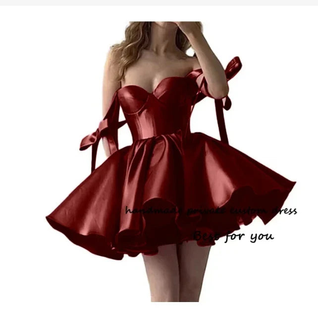 Ryanth Rose Red A Line Mini Prom Party Dress Sweetheart Sleeveless Lace Up Gown Graduation Cocktail Dresses 2024 Birthday Dress