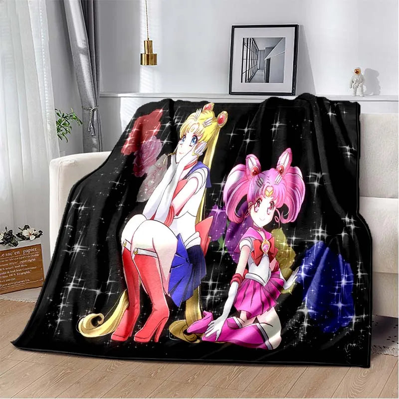 S-Sailor-Moon Anime Fashion Cartoon kawaii Flannel   Throw blanket Children and adult Gift Sofa Travel Camping