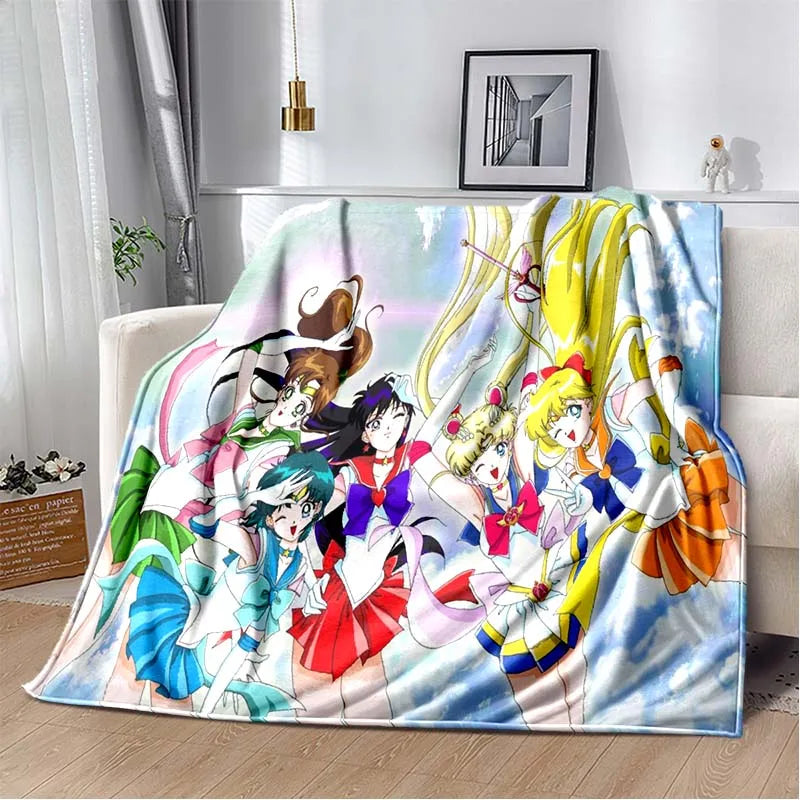 S-Sailor-Moon Anime Fashion Cartoon kawaii Flannel   Throw blanket Children and adult Gift Sofa Travel Camping