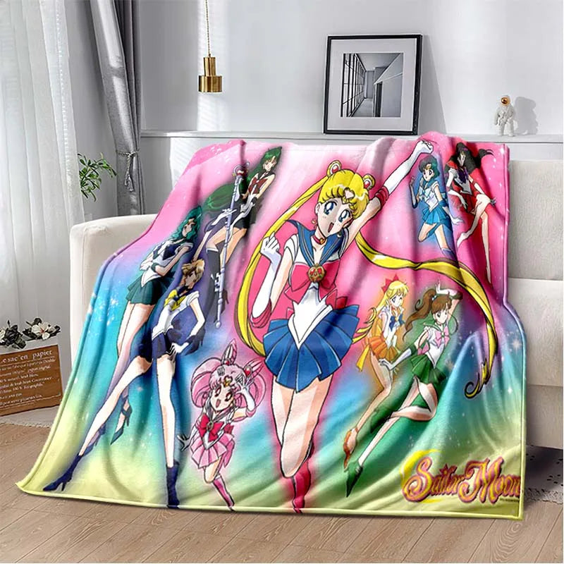 S-Sailor-Moon Anime Fashion Cartoon kawaii Flannel   Throw blanket Children and adult Gift Sofa Travel Camping