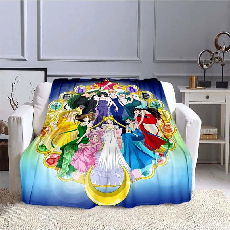 S-Sailor-Moon Anime Fashion Cartoon kawaii Flannel   Throw blanket Children and adult Gift Sofa Travel Camping