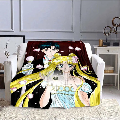 S-Sailor-Moon Anime Fashion Cartoon kawaii Flannel   Throw blanket Children and adult Gift Sofa Travel Camping