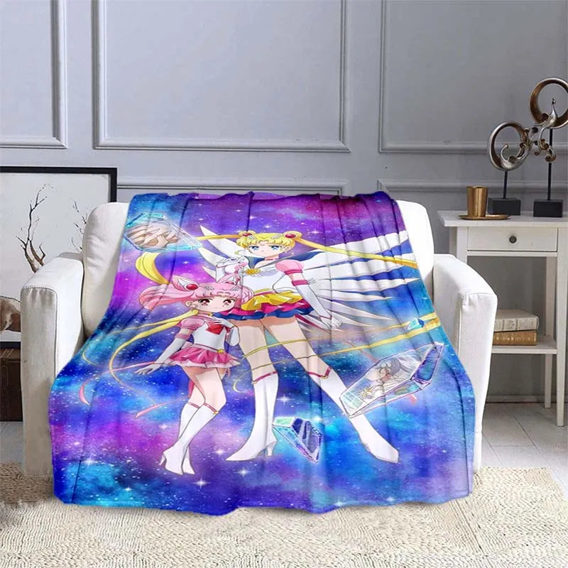 S-Sailor-Moon Anime Fashion Cartoon kawaii Flannel   Throw blanket Children and adult Gift Sofa Travel Camping