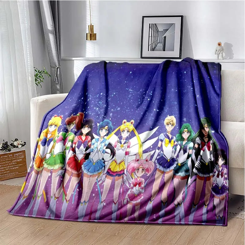 S-Sailor-Moon Anime Fashion Cartoon kawaii Flannel   Throw blanket Children and adult Gift Sofa Travel Camping