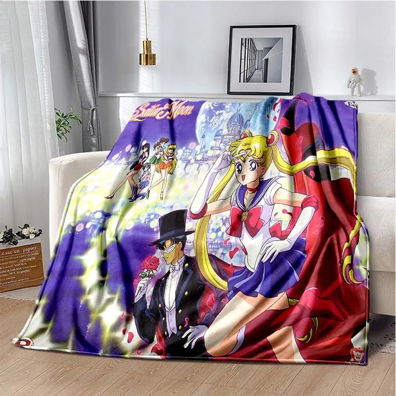 S-Sailor-Moon Anime Fashion Cartoon kawaii Flannel   Throw blanket Children and adult Gift Sofa Travel Camping