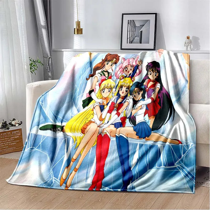 S-Sailor-Moon Anime Fashion Cartoon kawaii Flannel   Throw blanket Children and adult Gift Sofa Travel Camping