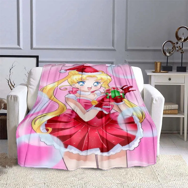 S-Sailor-Moon Anime Fashion Cartoon kawaii Flannel   Throw blanket Children and adult Gift Sofa Travel Camping