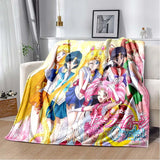 S-Sailor-Moon Anime Fashion Cartoon kawaii Flannel   Throw blanket Children and adult Gift Sofa Travel Camping