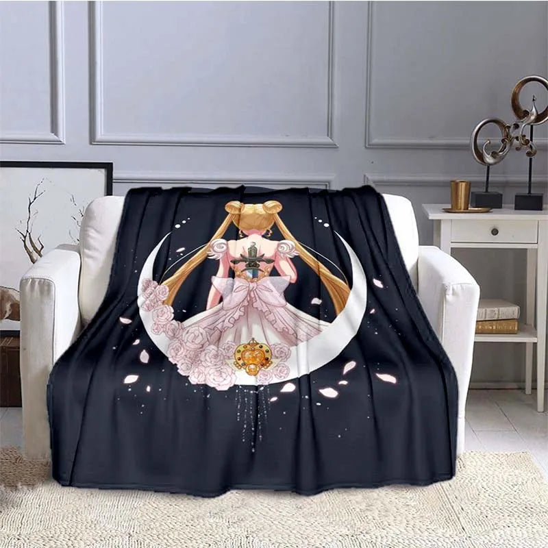 S-Sailor-Moon Anime Fashion Cartoon kawaii Flannel   Throw blanket Children and adult Gift Sofa Travel Camping