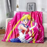 S-Sailor-Moon Anime Fashion Cartoon kawaii Flannel   Throw blanket Children and adult Gift Sofa Travel Camping