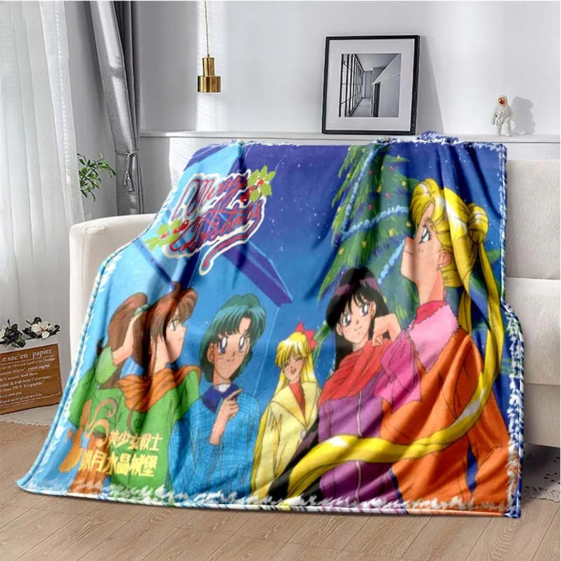 S-Sailor-Moon Anime Fashion Cartoon kawaii Flannel   Throw blanket Children and adult Gift Sofa Travel Camping