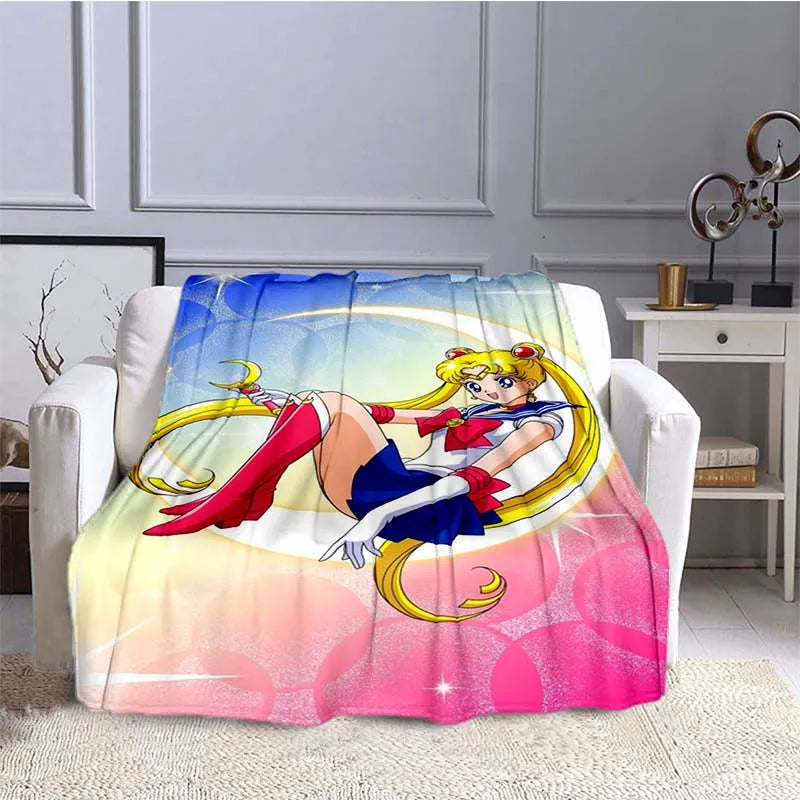 S-Sailor-Moon Anime Fashion Cartoon kawaii Flannel   Throw blanket Children and adult Gift Sofa Travel Camping