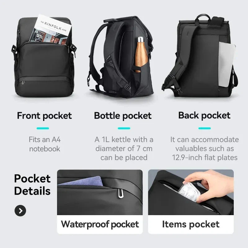 Mark Ryden 15.6 Inch USB Charging Business Briefcase Shoulder Waist Bag For Man WomenWaterproof Multi-Use Laptop Backpack