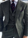 3 Pieces Men's Suits Tweed Herringbone Slim Fit Business Cauasl Waistcoat Jacket Groomsmen Wedding Suits（Blazer+vest+Pants）