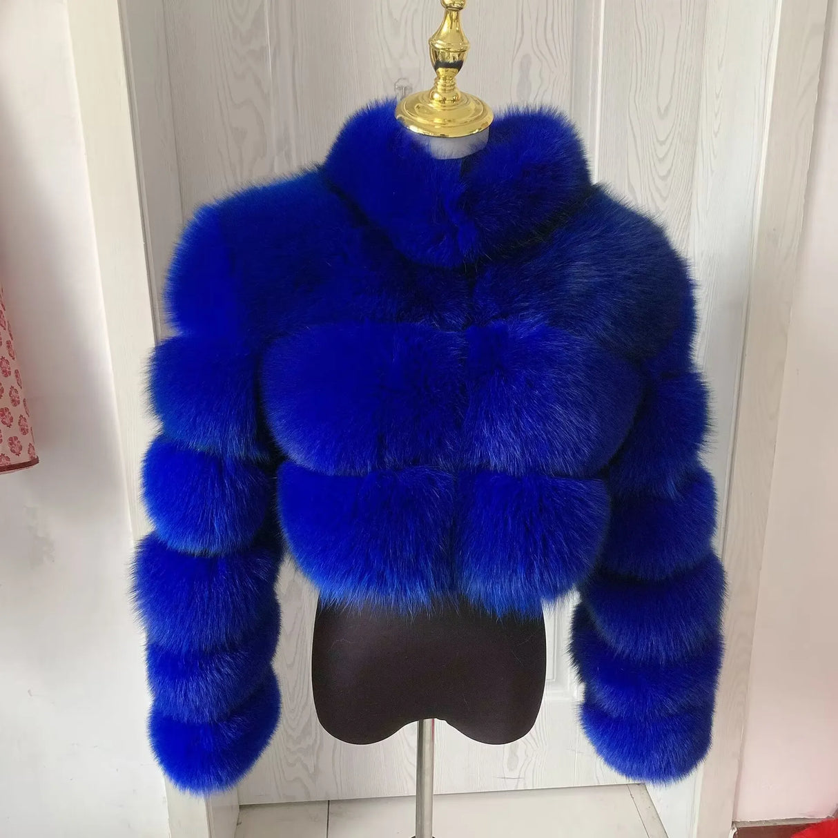 New Ladies Natural Fox Fur Cropped Plus Stand Collar Fur Jacket Women Winter Fashion Warm Fur Jacket 100% Genuine Fox Fur