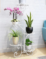 5 Potted Rounded Flower Metal Shelves Plant Pot Stand Decoration for Indoor Outdoor Garden White/Black