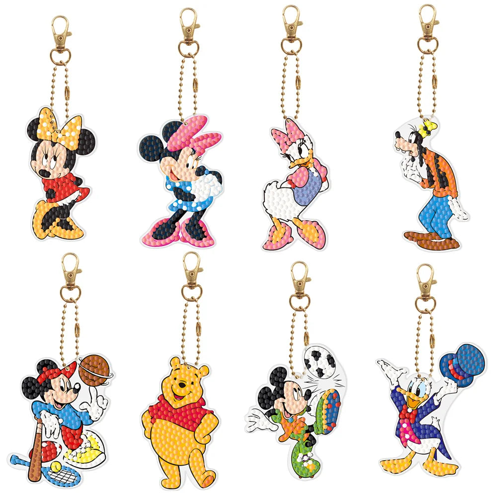 Disney animal key DIY Diamond Painting Keychain Embroidery Keychain DIY Cartoon Frozen Point Drill Pendant Gift